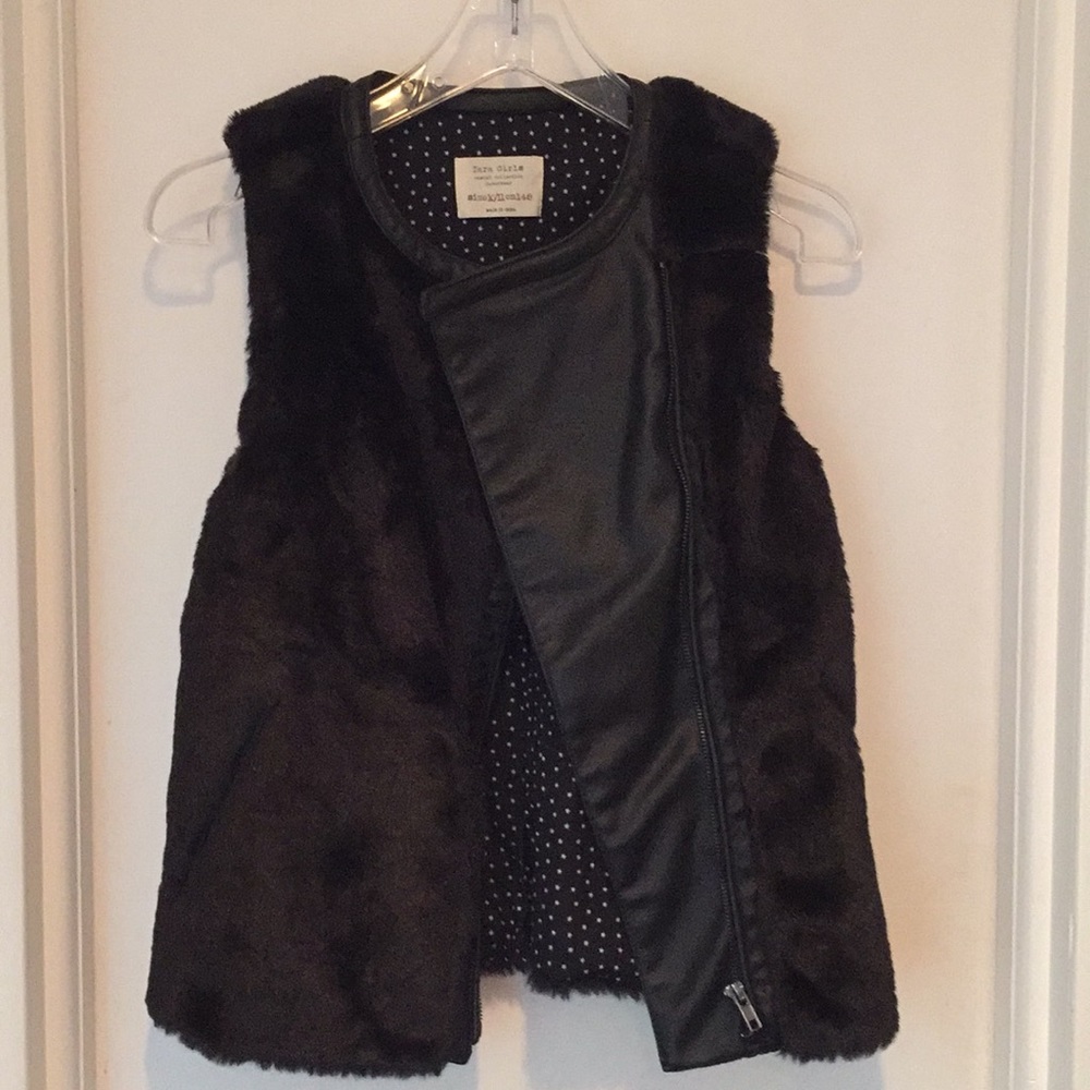Zara faux leather and fur vest
